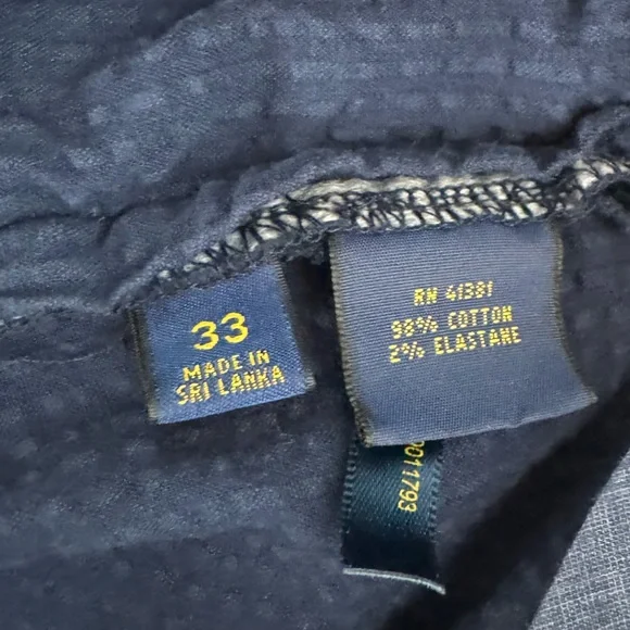 Polo Ralph Lauren Shorts Chino Flat Front Dress Navy Blue Solid Dark Textured‎